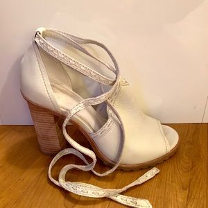 White Frye healed sandals